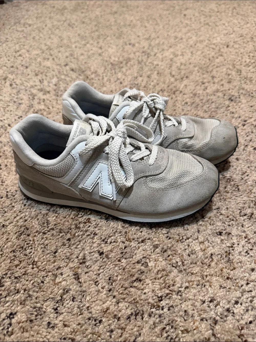 New Balance Kids Beige and White Casual Sneakers